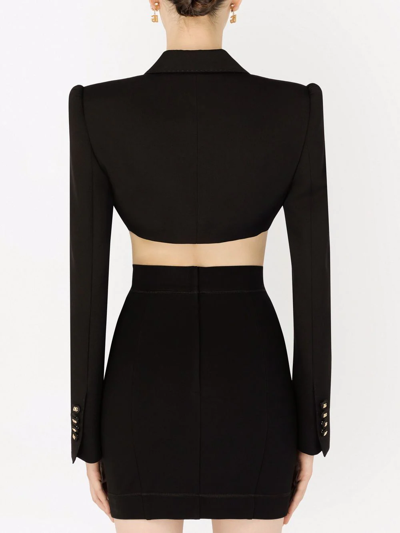 Shop Dolce & Gabbana Cropped Virgin Wool Blazer In Black