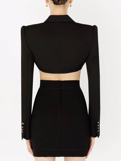 Dolce & Gabbana Cropped Virgin Wool Blazer In Black
