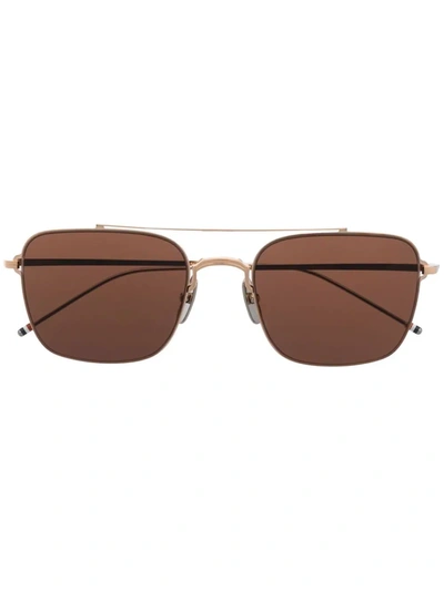 Shop Thom Browne Square-frame Sunglasses In Gold