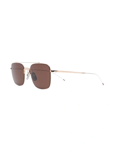 Shop Thom Browne Square-frame Sunglasses In Gold