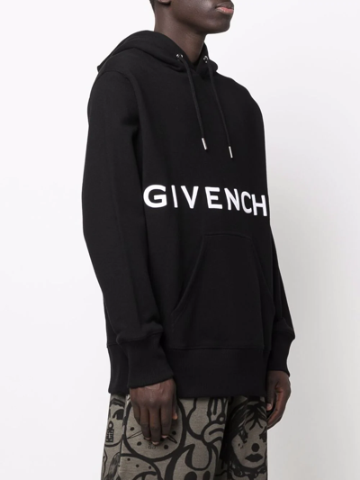 Shop Givenchy Logo-embroidered Hoodie In Black