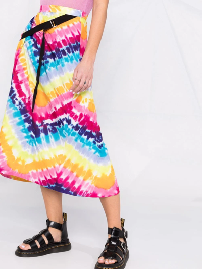 Kenzo Tie Dye Printed Satin Wrap Midi Skirt In Pink