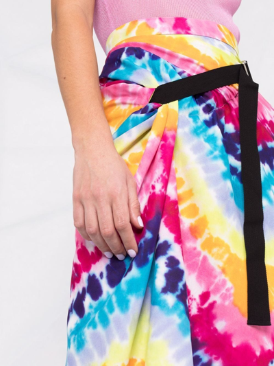 Kenzo Tie Dye Printed Satin Wrap Midi Skirt In Pink