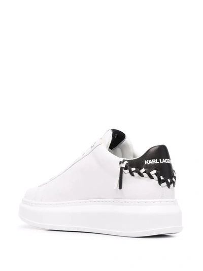 Shop Karl Lagerfeld Embroidered-logo Leather Sneakers In White