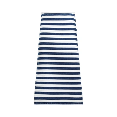 Shop Prada Striped Denim Skirt In Blue
