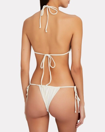 Shop Frankies Bikinis Tia Side-tie Bikini Bottoms In Ivory