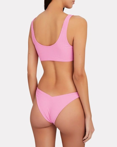 Shop Frankies Bikinis Connor Ribbed Bikini Top In Pink