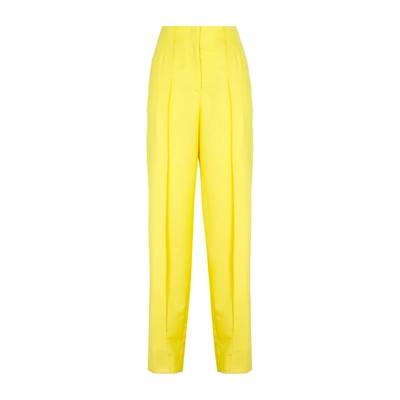 Shop Loewe Pleated Carrot Trousers Pants In Yellow &amp; Orange