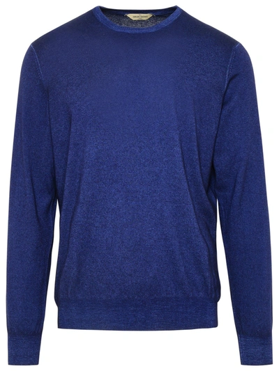 Shop Gran Sasso Blue Cashmere Blend Sweater