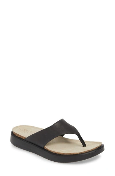 Shop Ecco Corksphere Flip Flop In Black Leather