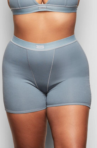 Shop Skims Cotton Rib Boxers In Kyanite