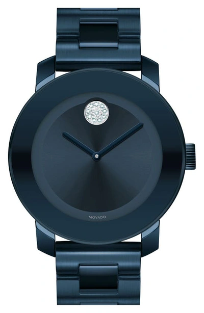 Shop Movado 'bold' Crystal Marker Bracelet Watch, 36mm In Blue