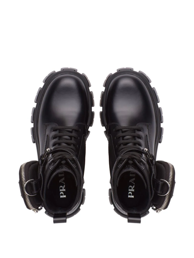 Prada Black Leather And Re-nylon Monolith Ankle Boots In Schwarz