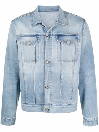 Shop Billionaire All Over Bb Denim Jacket In Blue