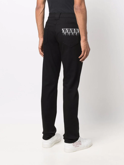 Shop Billionaire Printed-pocket Detail Jeans In Black