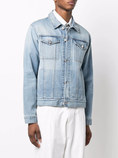 Shop Billionaire All Over Bb Denim Jacket In Blue