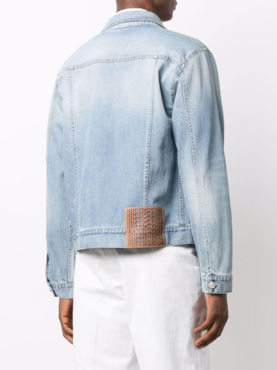 Shop Billionaire All Over Bb Denim Jacket In Blue