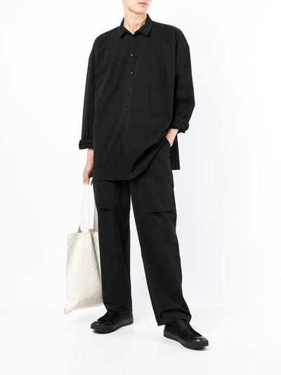 Shop Toogood Band-collar Cotton Shirt In Schwarz