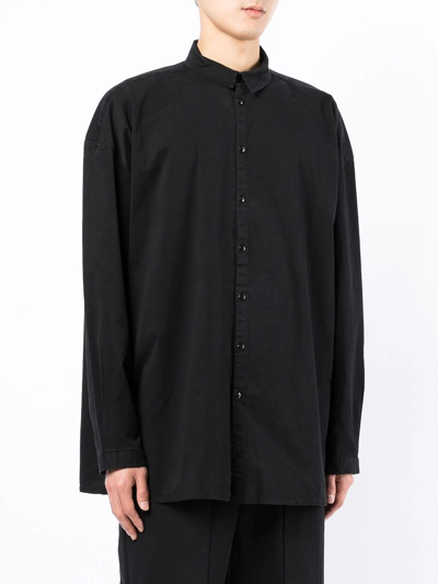 Shop Toogood Band-collar Cotton Shirt In Schwarz