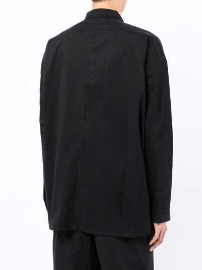 Shop Toogood Band-collar Cotton Shirt In Schwarz