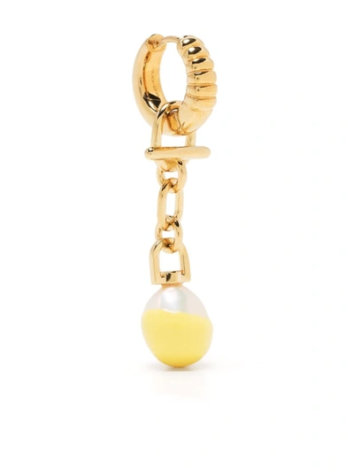 Shop Maria Black Mambo Huggie Pearl Earring In Gold