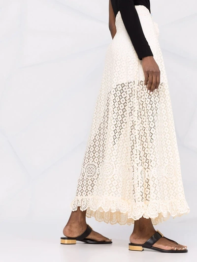 Shop Paco Rabanne Lace-overlay Maxi Skirt In Neutrals