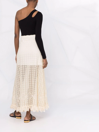 Shop Rabanne Lace-overlay Maxi Skirt In Neutrals