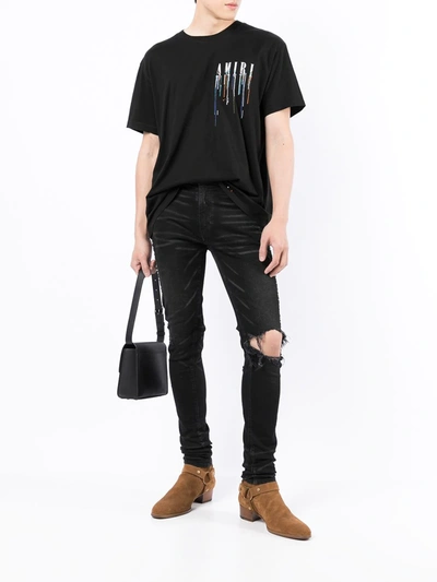 Amiri Paint Drip logo T-shirt Black – GangsStoryStore