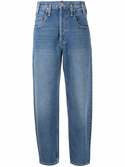 Shop Re/done 70s High-waist Tapered-leg Jeans In Blau