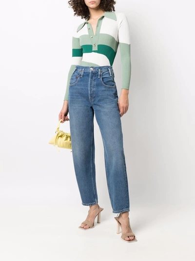 Shop Re/done 70s High-waist Tapered-leg Jeans In Blau