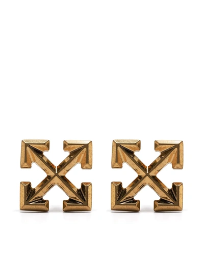 Shop Off-white Arrows Stud Earrings In Gold