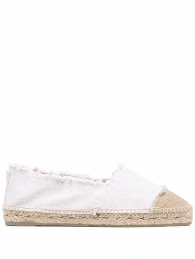 Shop Castaã±er Kampala Frayed-edge Espadrilles In Weiss