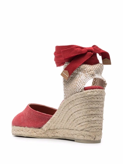 Shop Castaã±er Carina Wedge-heel Espadrilles In Rot