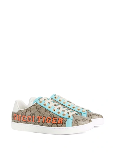 Shop Gucci Tiger Low-top Sneakers In Brown
