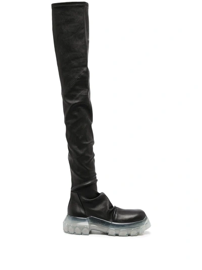 Shop Rick Owens Thigh-length Leather Boots In Schwarz