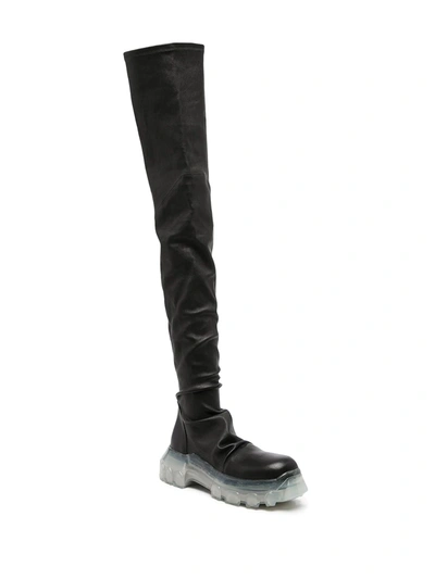 Shop Rick Owens Thigh-length Leather Boots In Schwarz