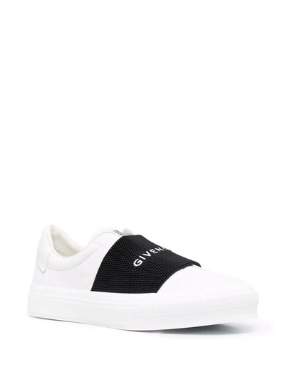 Shop Givenchy Paris Strap Leather Sneakers In Weiss