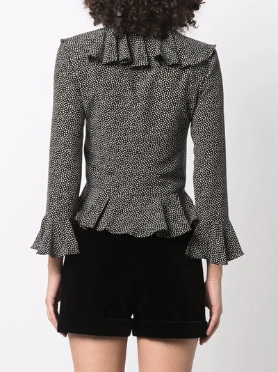 Saint Laurent Spot-print V-neck Blouse In Schwarz