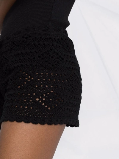 Shop Saint Laurent Crochet Shorts In Schwarz