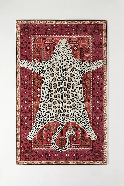 Shop Anthropologie Tufted Octavia Leopard Rug By  In Red Size 9x12