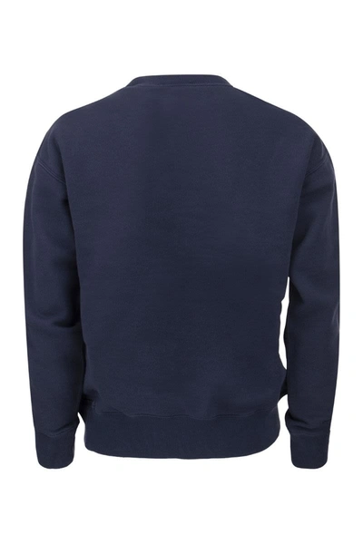 Shop Ralph Lauren Crewneck Cotton Sweatshirt In Navy Blue