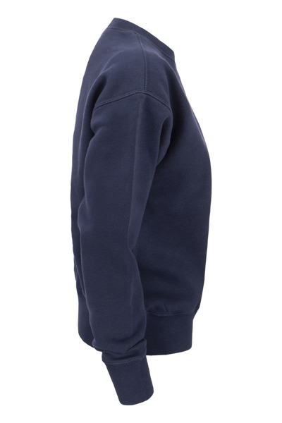 Shop Ralph Lauren Crewneck Cotton Sweatshirt In Navy Blue