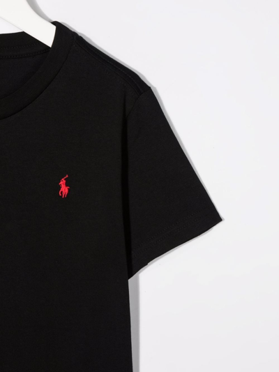 Shop Ralph Lauren Pony Logo Crew-neck T-shirt In Black