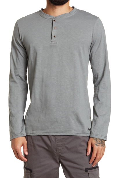 Shop Mister Slubbed Knit Long Sleeve Henley T-shirt In Charcoal