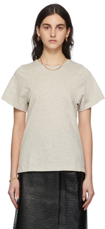 Shop Totême Beige Curved Seam T-shirt In 838 Light Sand Nibbs