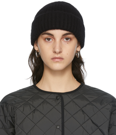 Shop Totême Black Chunky Brim Beanie In 200 Black