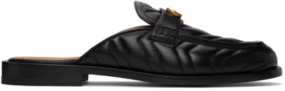 Shop Gucci Black Matelassé Marmont Loafers In 1000 Nero/nero