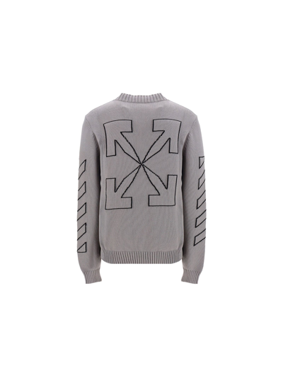 Shop Off-white Men's Grey Cotton Sweater