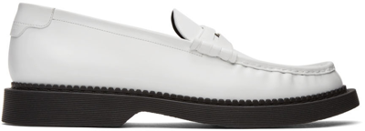 Shop Saint Laurent White Teddy Penny Loafers In 9030 Optic White
