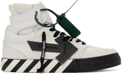 Shop Off-white Leather Vulcanized High-top Sneakers In White+black